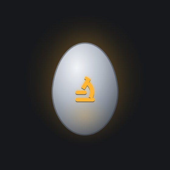 Palladium egg with a microscope inlaid.