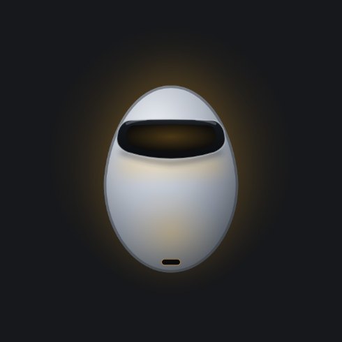 Palladium egg wearing a VR visor with clear glass.