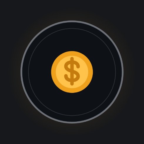 A roundel holding a gold coin, its currency mark struck into the face in a deeper gold.