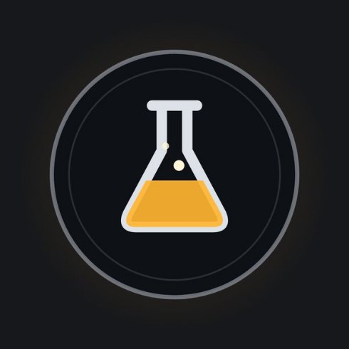 A roundel holding a conical flask of amber reagent.